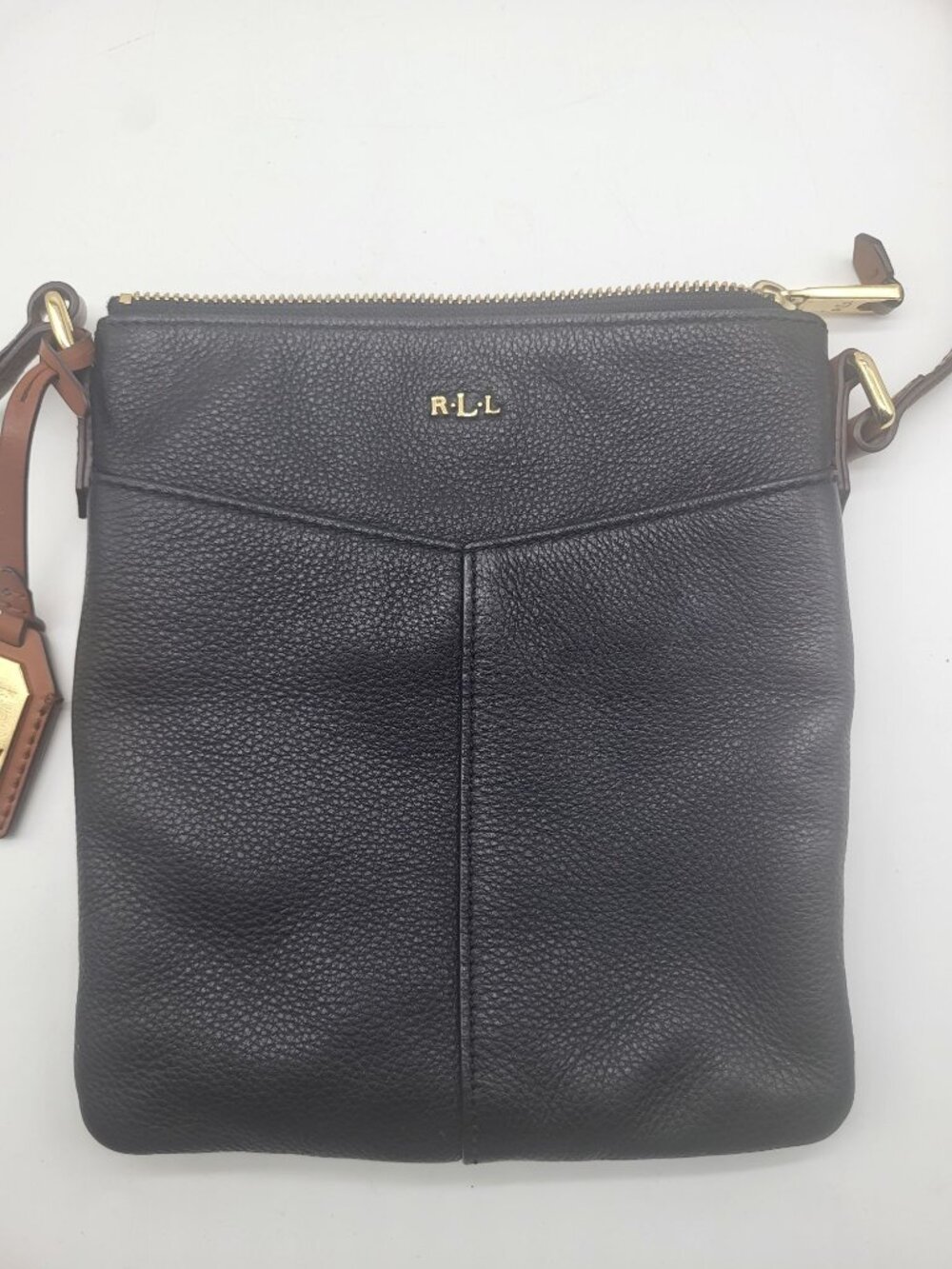Lauren Ralph Lauren Landry Black Crossbody Leather Handbag Purse Preppy